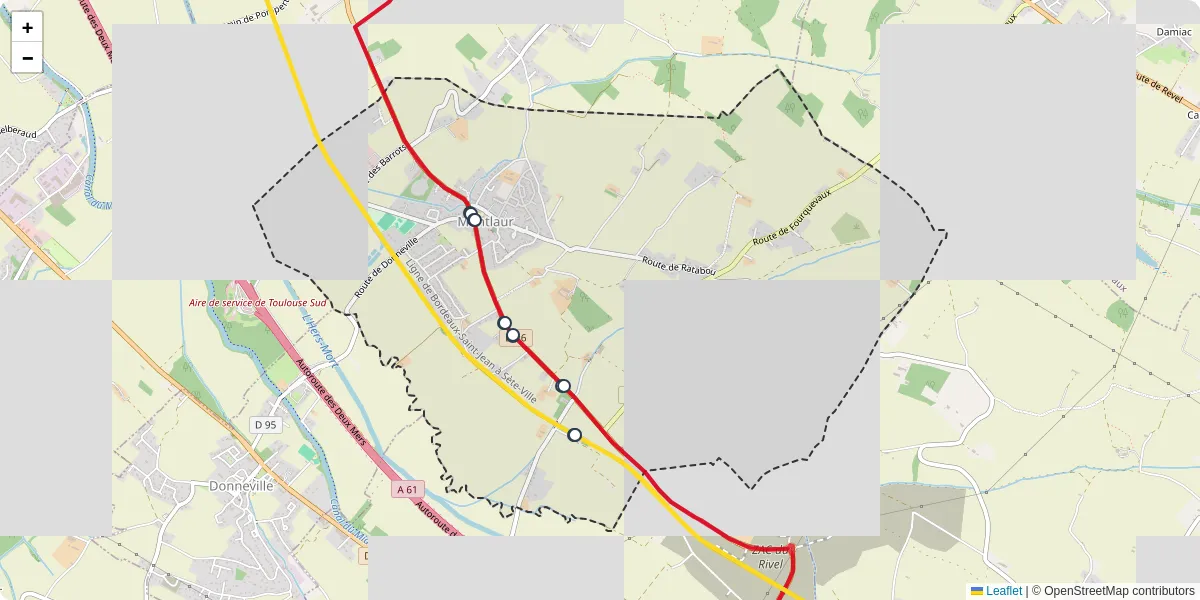 Carte du réseau de transport en commun à Montlaur - lignes de bus et arrêts