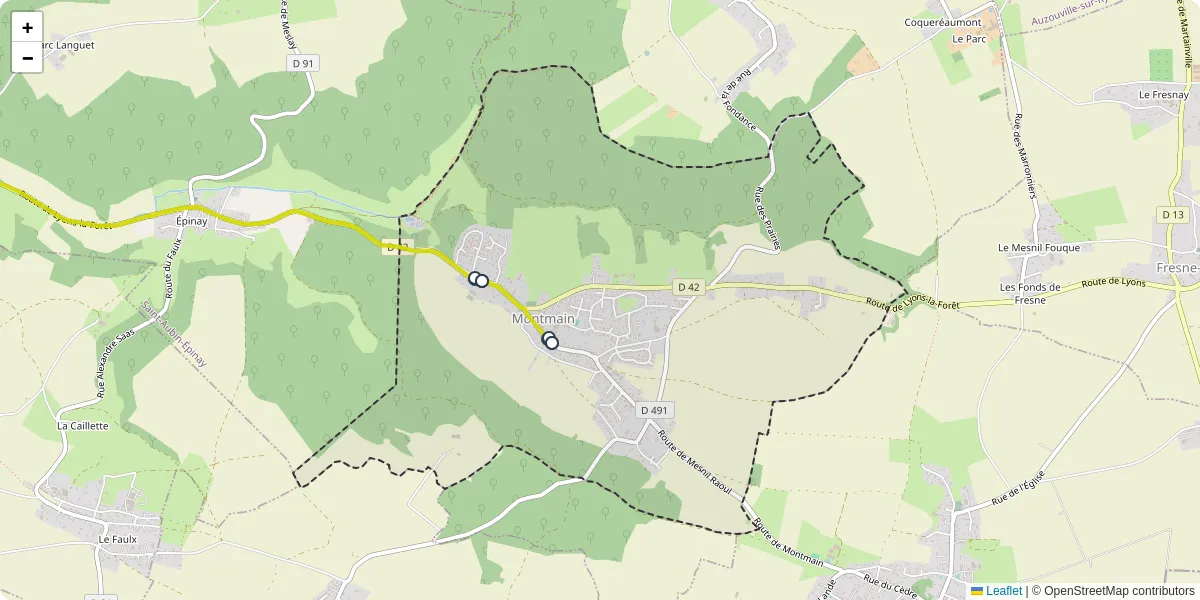 Carte du réseau de transport en commun à Montmain - lignes de bus et arrêts
