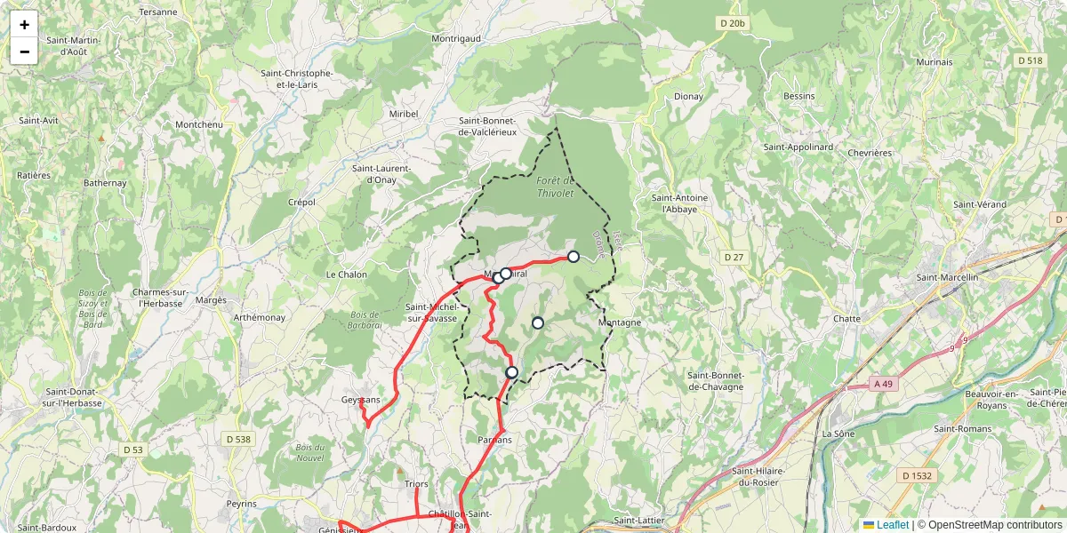 Carte du réseau de transport en commun à Montmiral - lignes de bus et arrêts