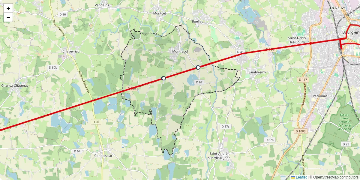 Carte du réseau de transport en commun à Montracol - lignes de bus et arrêts