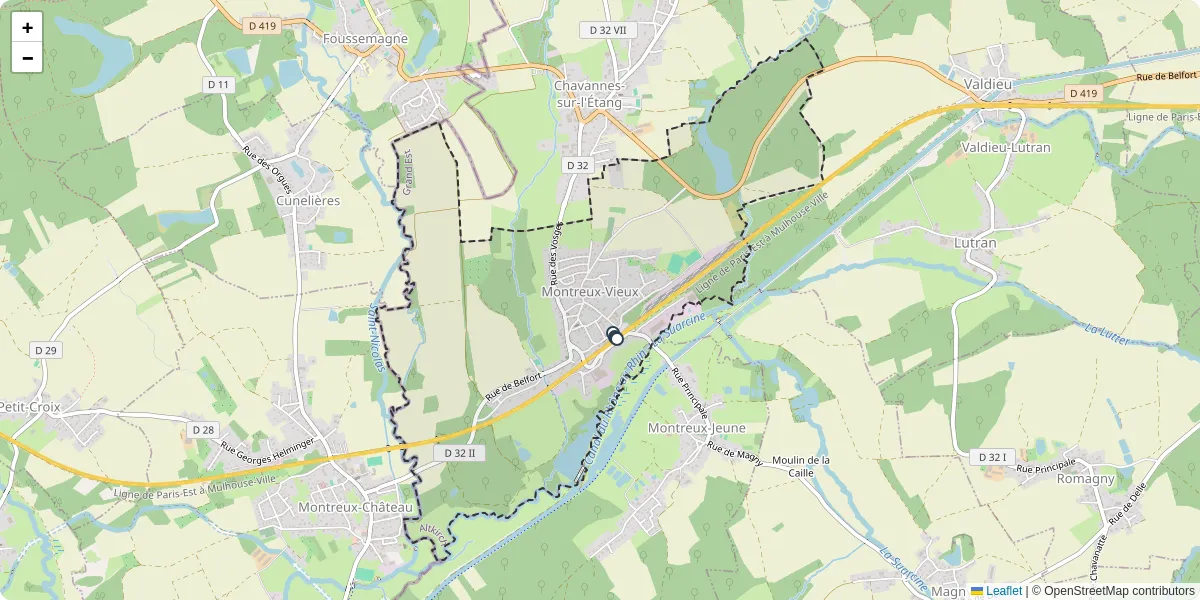 Carte du réseau de transport en commun à Montreux-Vieux - lignes de bus et arrêts