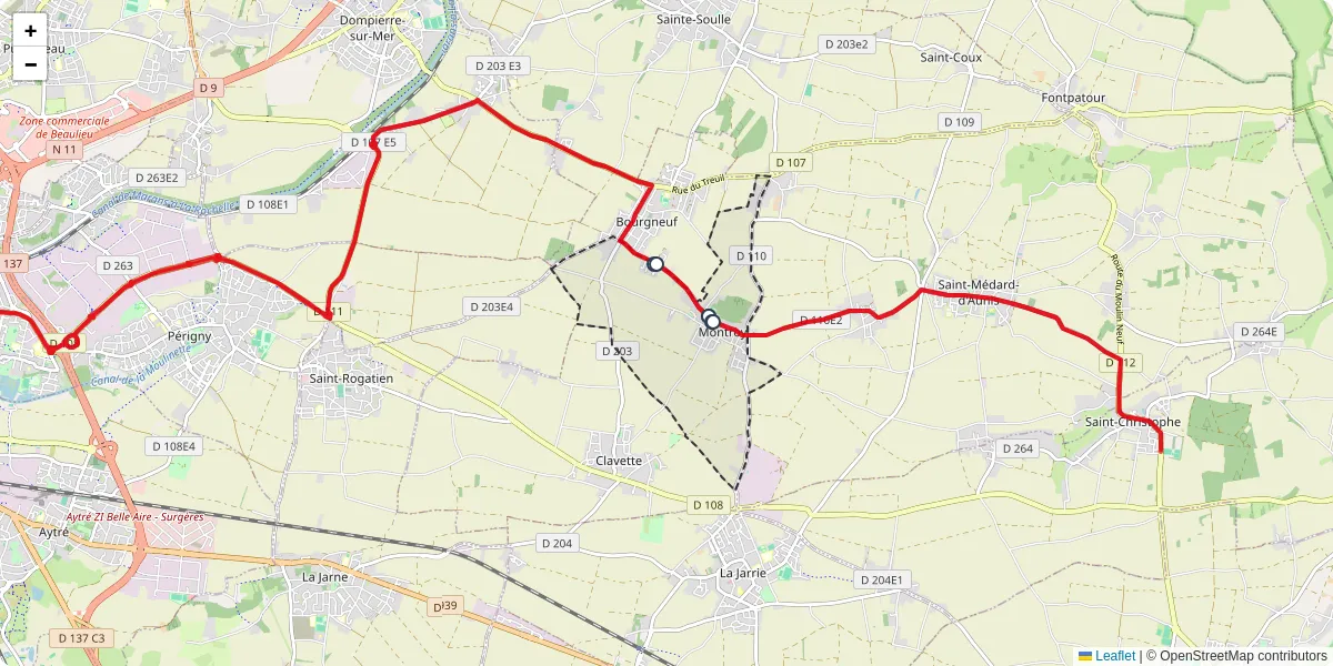 Carte du réseau de transport en commun à Montroy - lignes de bus et arrêts