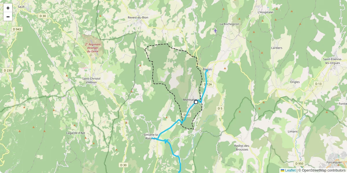 Carte du réseau de transport en commun à Montsalier - lignes de bus et arrêts