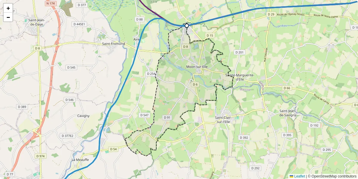 Carte du réseau de transport en commun à Moon-sur-Elle - lignes de bus et arrêts