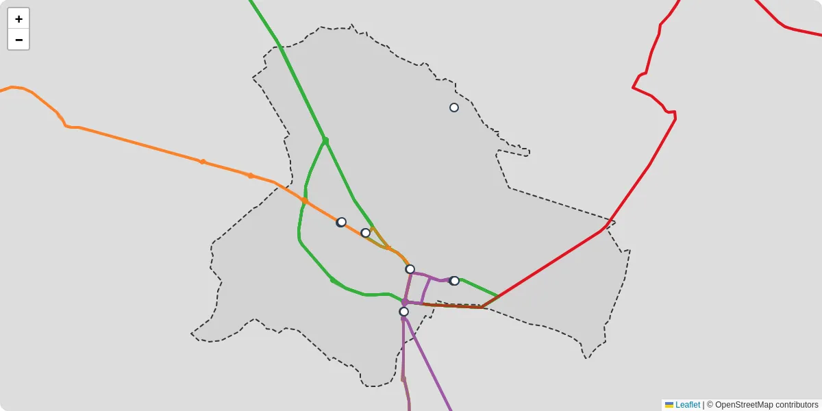 Carte du réseau de transport en commun à Morestel - lignes de bus et arrêts
