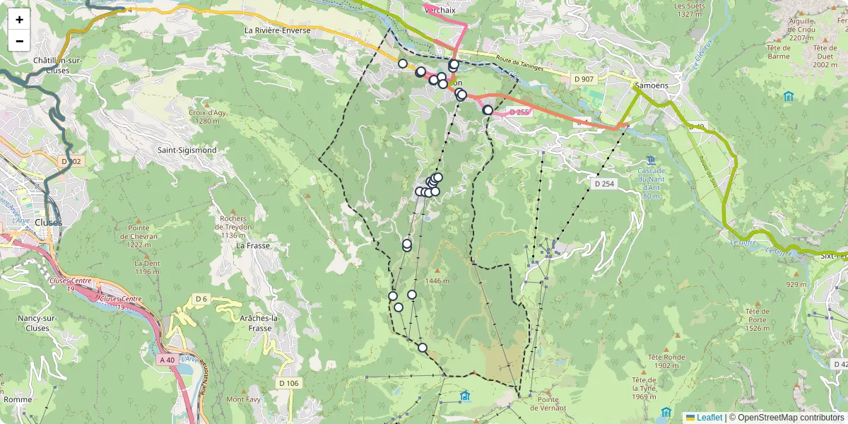 Carte du réseau de transport en commun à Morillon - lignes de bus et arrêts