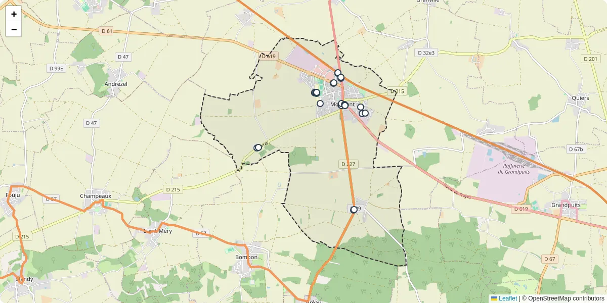 Carte du réseau de transport en commun à Mormant - lignes de bus et arrêts
