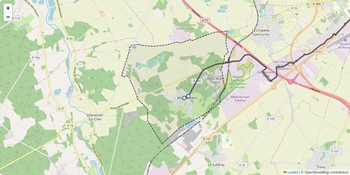 Carte du réseau de transport en commun à Morthomiers - lignes de bus et arrêts