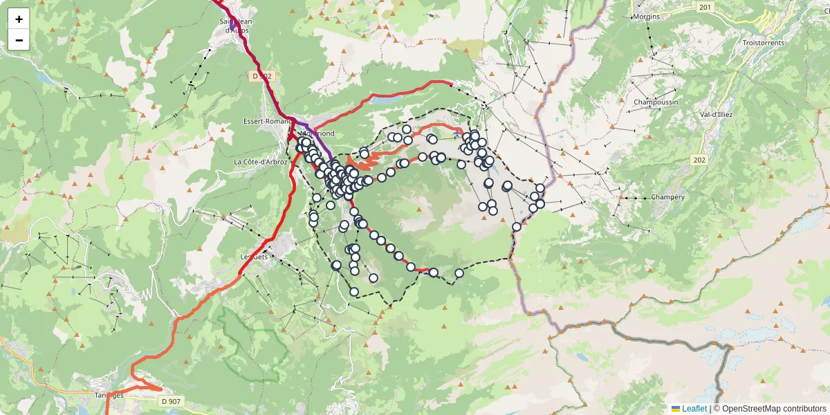 Carte du réseau de transport en commun à Morzine - lignes de bus et arrêts
