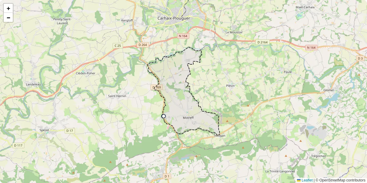 Carte du réseau de transport en commun à Motreff - lignes de bus et arrêts