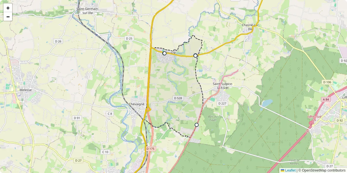 Carte du réseau de transport en commun à Mouazé - lignes de bus et arrêts