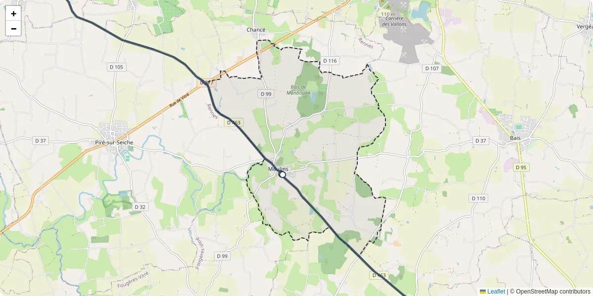 Carte du réseau de transport en commun à Moulins - lignes de bus et arrêts