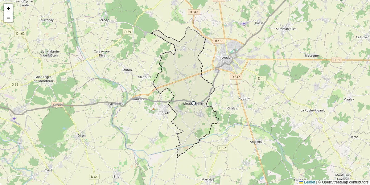 Carte du réseau de transport en commun à Mouterre-Silly - lignes de bus et arrêts