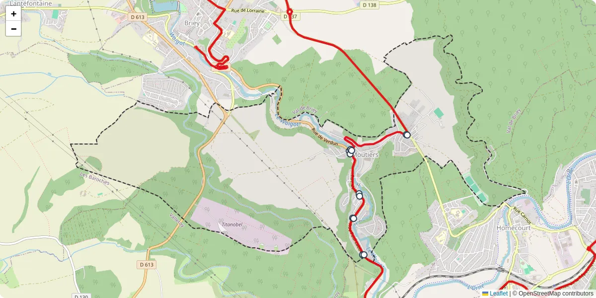 Carte du réseau de transport en commun à Moutiers - lignes de bus et arrêts