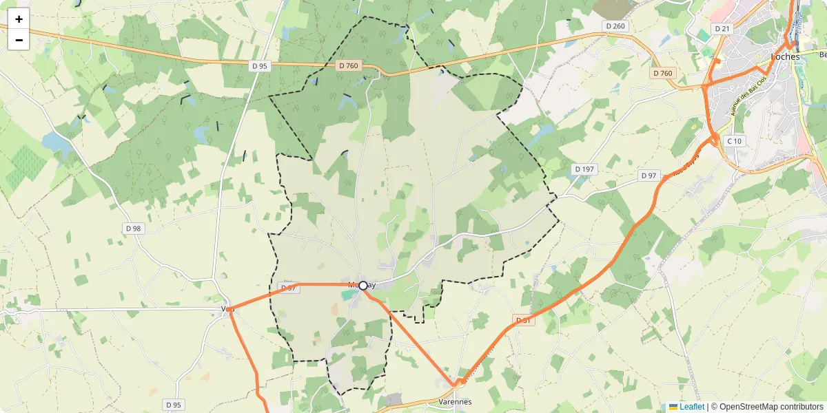 Carte du réseau de transport en commun à Mouzay - lignes de bus et arrêts