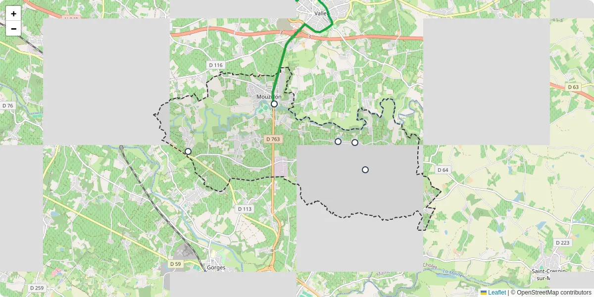 Carte du réseau de transport en commun à Mouzillon - lignes de bus et arrêts