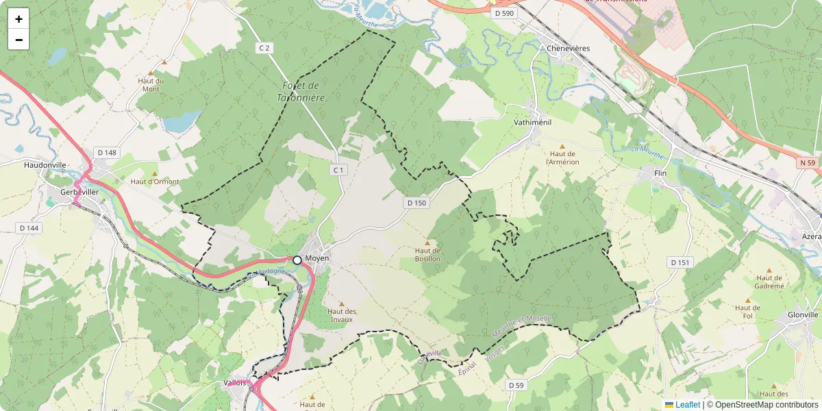 Carte du réseau de transport en commun à Moyen - lignes de bus et arrêts
