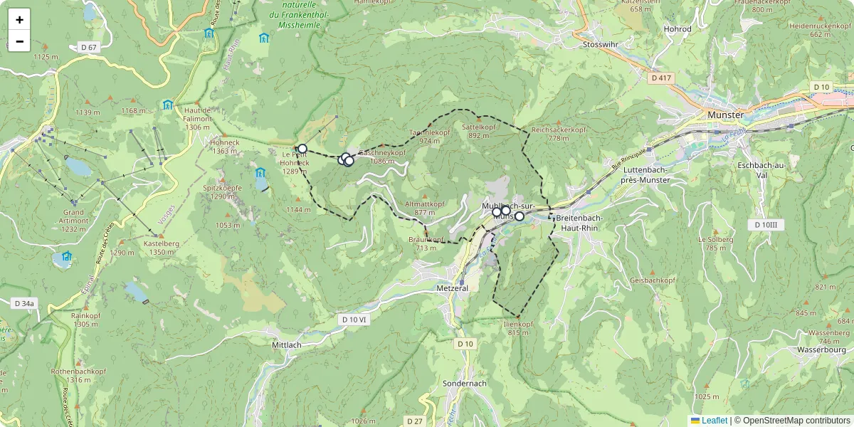 Carte du réseau de transport en commun à Muhlbach-sur-Munster - lignes de bus et arrêts