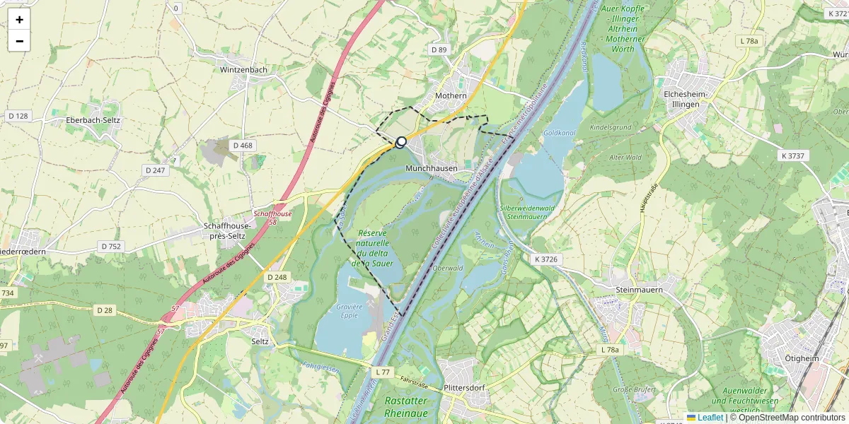 Carte du réseau de transport en commun à Munchhausen - lignes de bus et arrêts