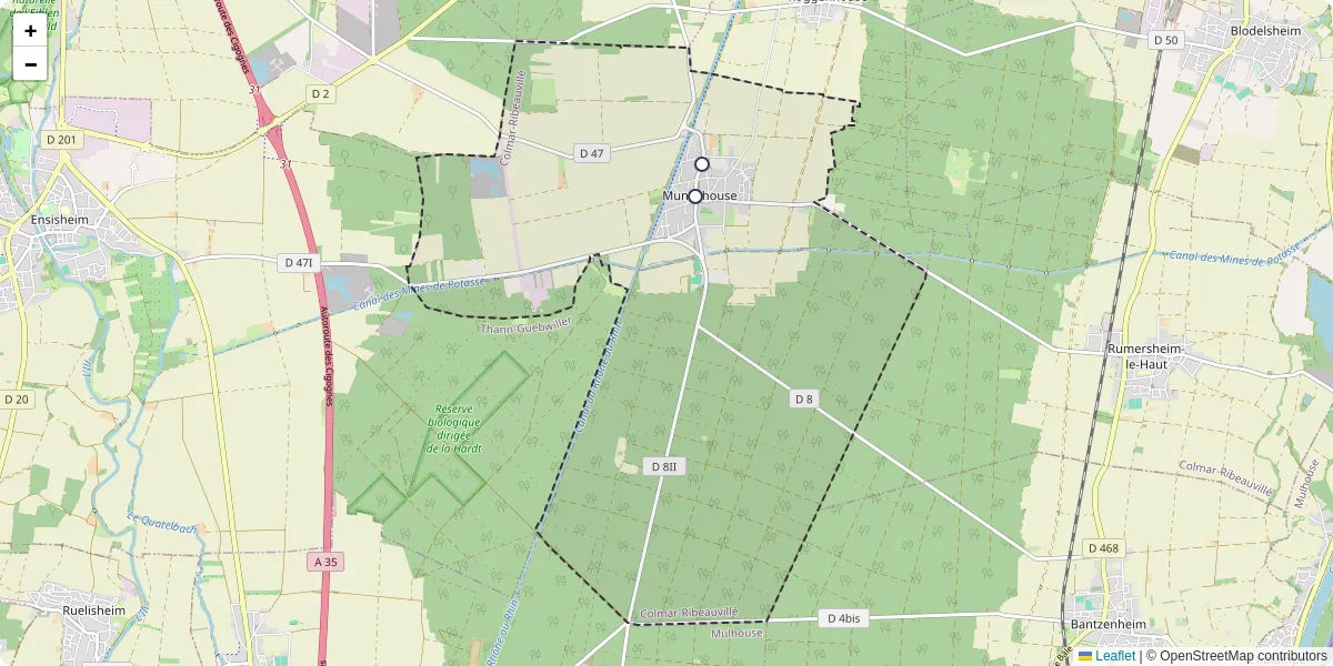 Carte du réseau de transport en commun à Munchhouse - lignes de bus et arrêts