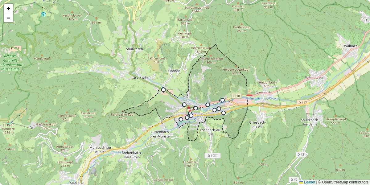 Carte du réseau de transport en commun à Munster - lignes de bus et arrêts