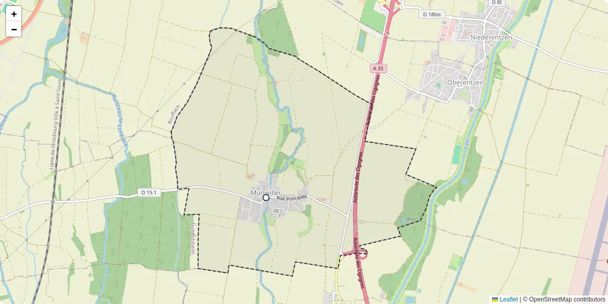 Carte du réseau de transport en commun à Munwiller - lignes de bus et arrêts