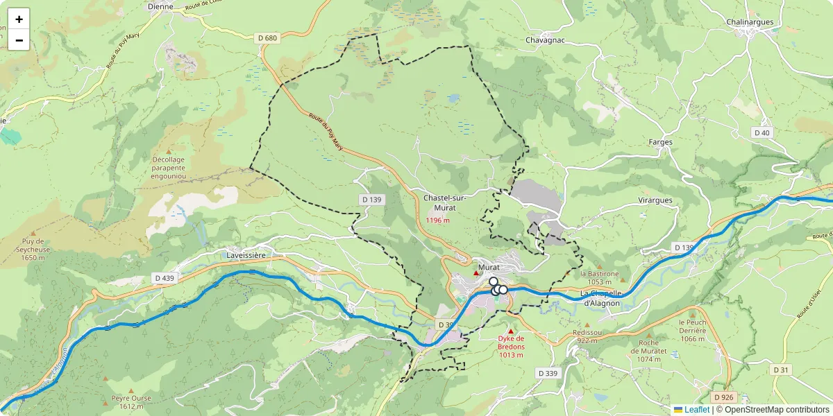 Carte du réseau de transport en commun à Murat - lignes de bus et arrêts