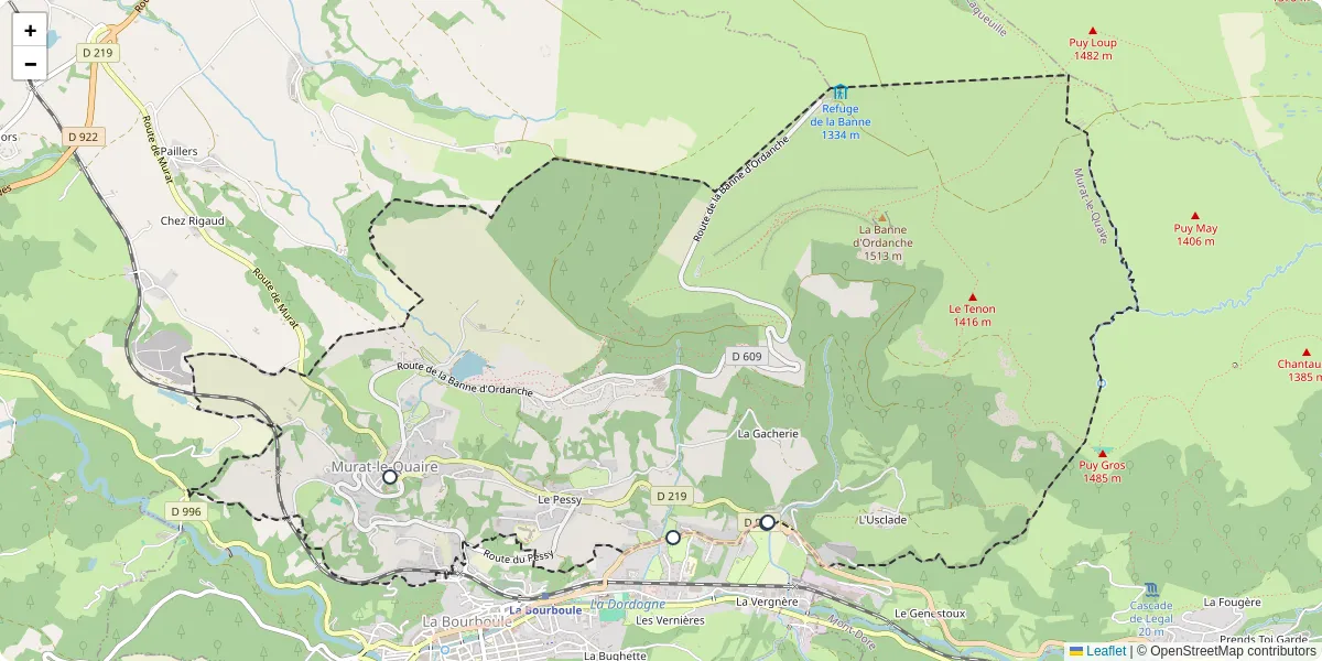Carte du réseau de transport en commun à Murat-le-Quaire - lignes de bus et arrêts