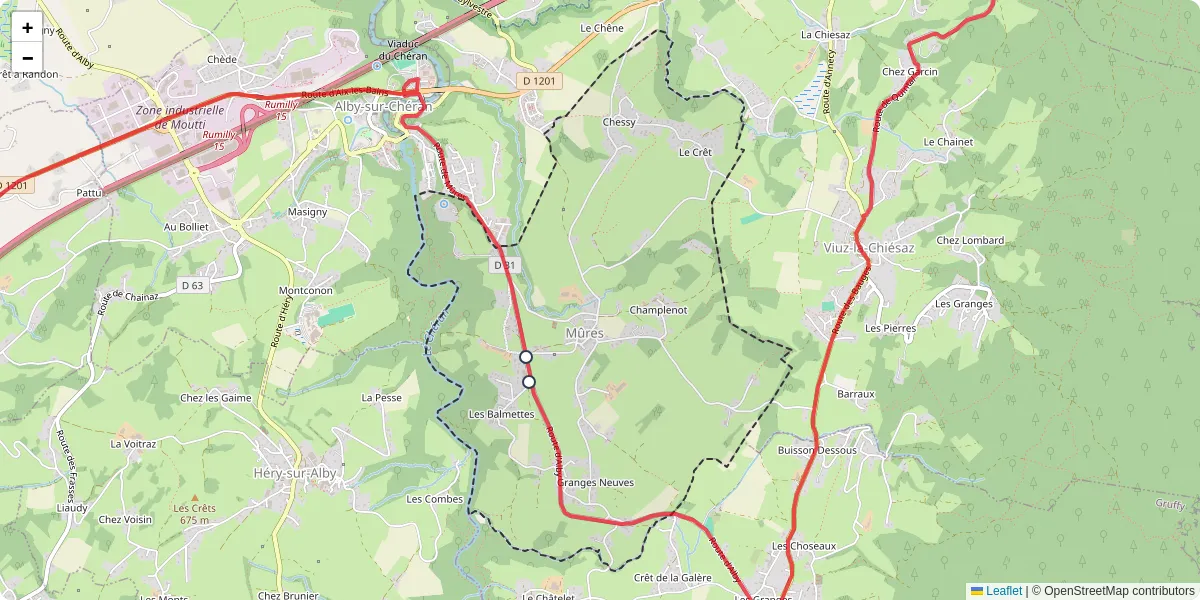 Carte du réseau de transport en commun à Mûres - lignes de bus et arrêts
