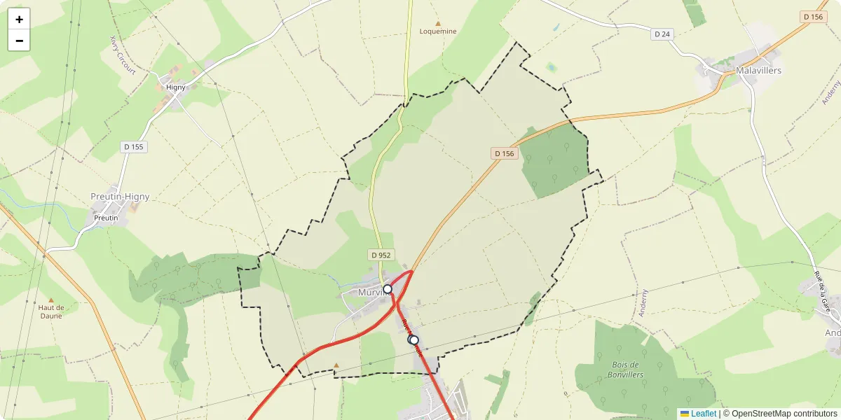 Carte du réseau de transport en commun à Murville - lignes de bus et arrêts