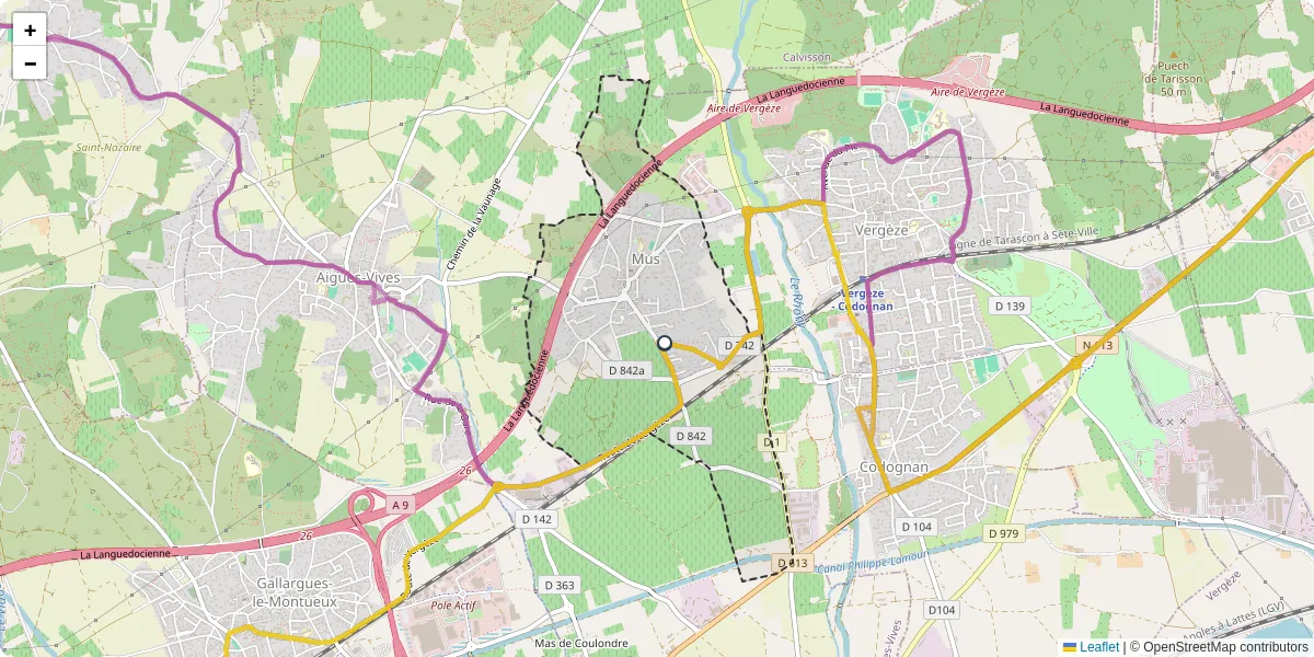 Carte du réseau de transport en commun à Mus - lignes de bus et arrêts