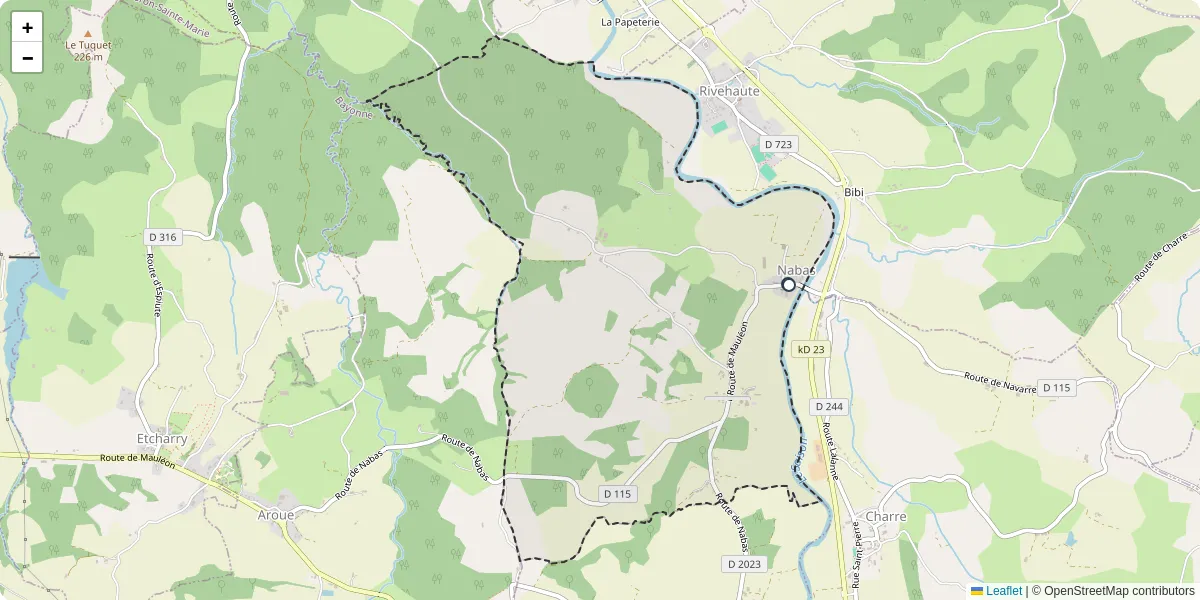 Carte du réseau de transport en commun à Nabas - lignes de bus et arrêts