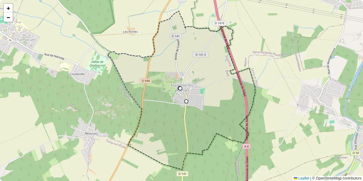 Carte du réseau de transport en commun à Nainville-les-Roches - lignes de bus et arrêts