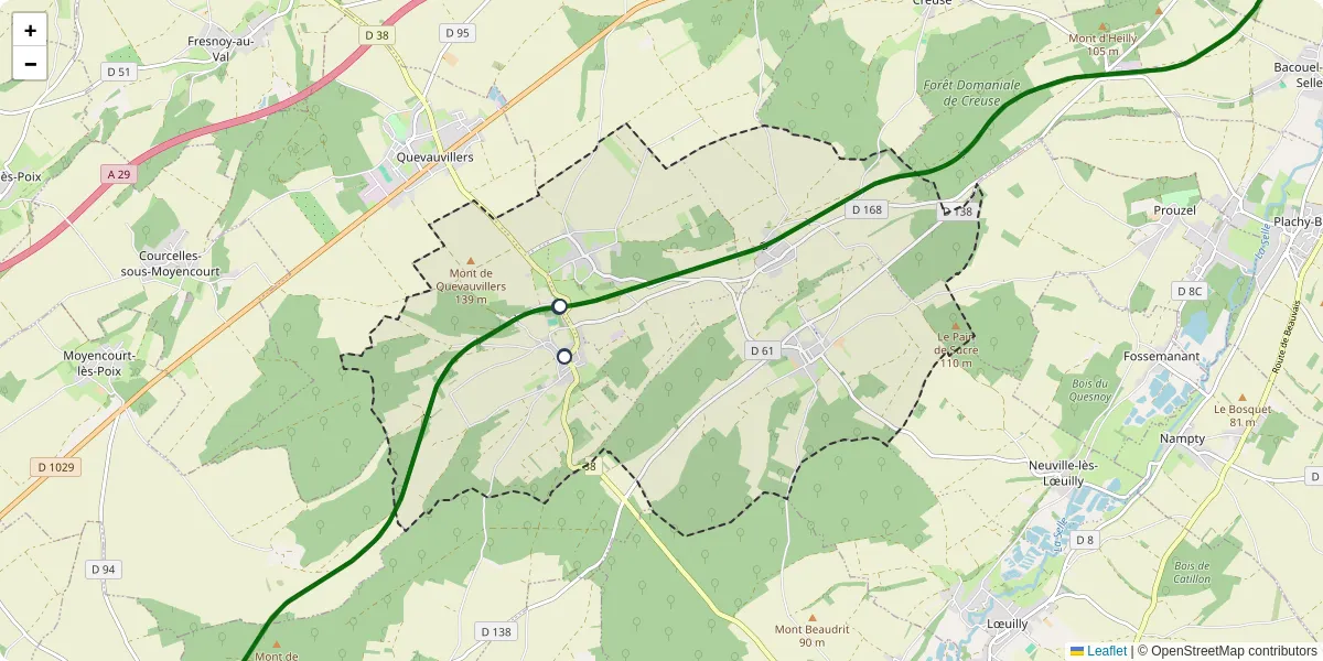 Carte du réseau de transport en commun à Namps-Maisnil - lignes de bus et arrêts