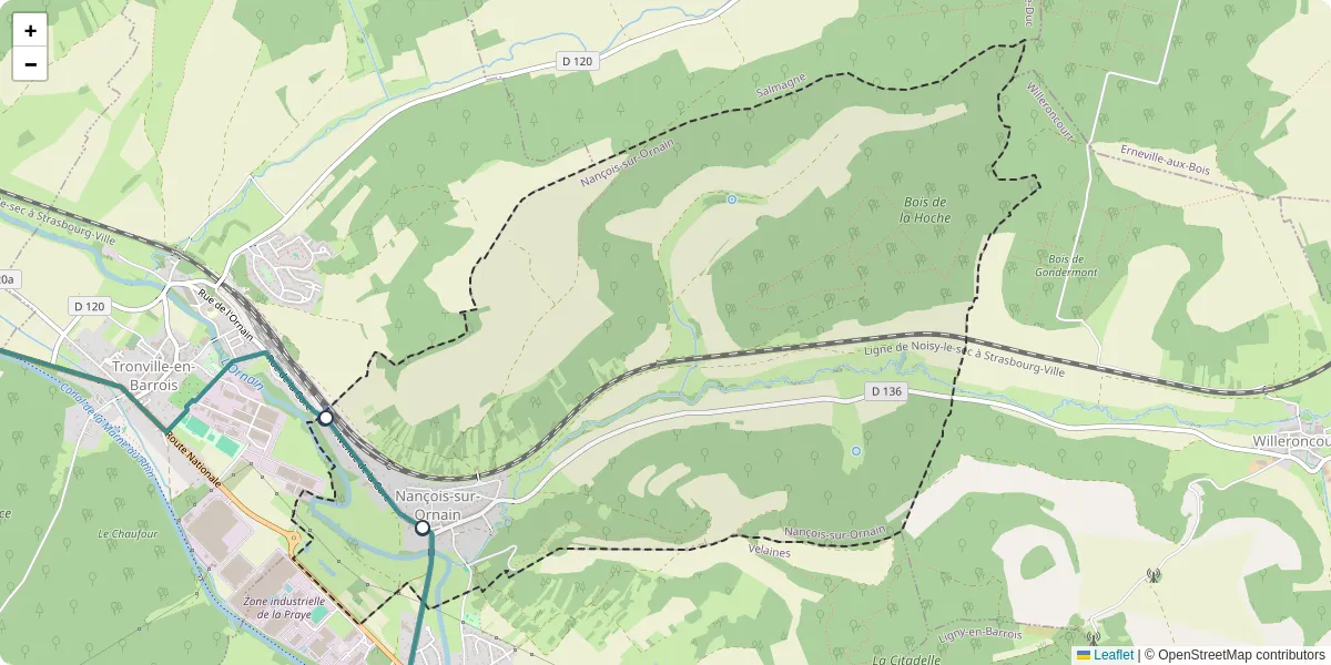 Carte du réseau de transport en commun à Nançois-sur-Ornain - lignes de bus et arrêts