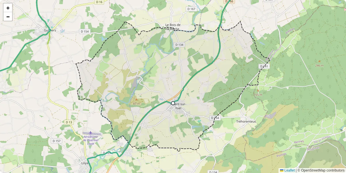 Carte du réseau de transport en commun à Néant-sur-Yvel - lignes de bus et arrêts