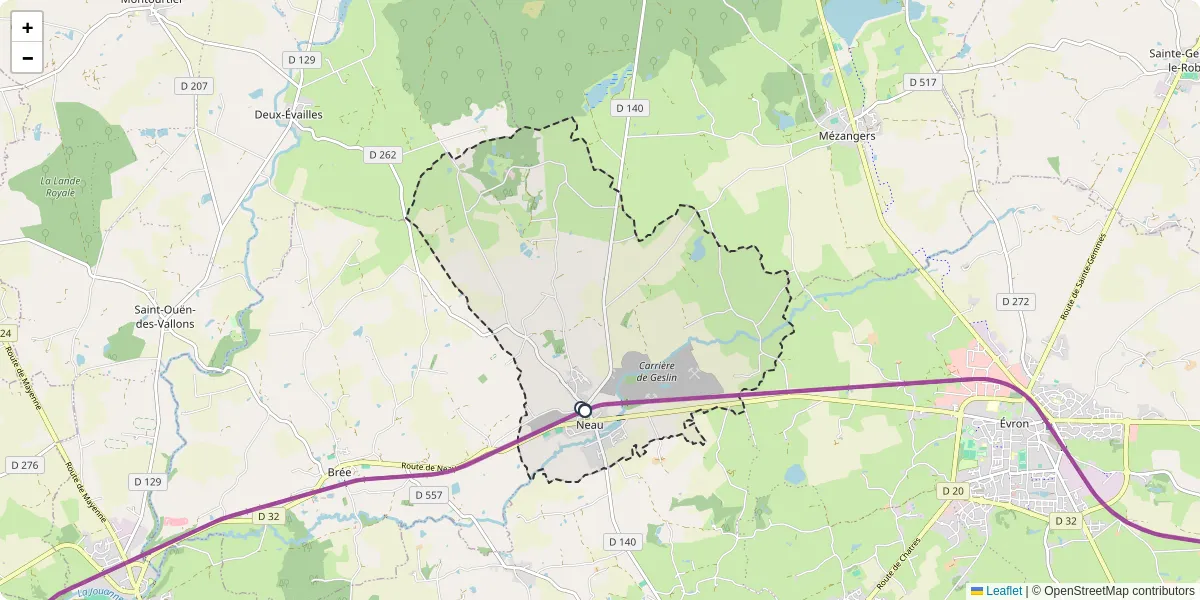 Carte du réseau de transport en commun à Neau - lignes de bus et arrêts