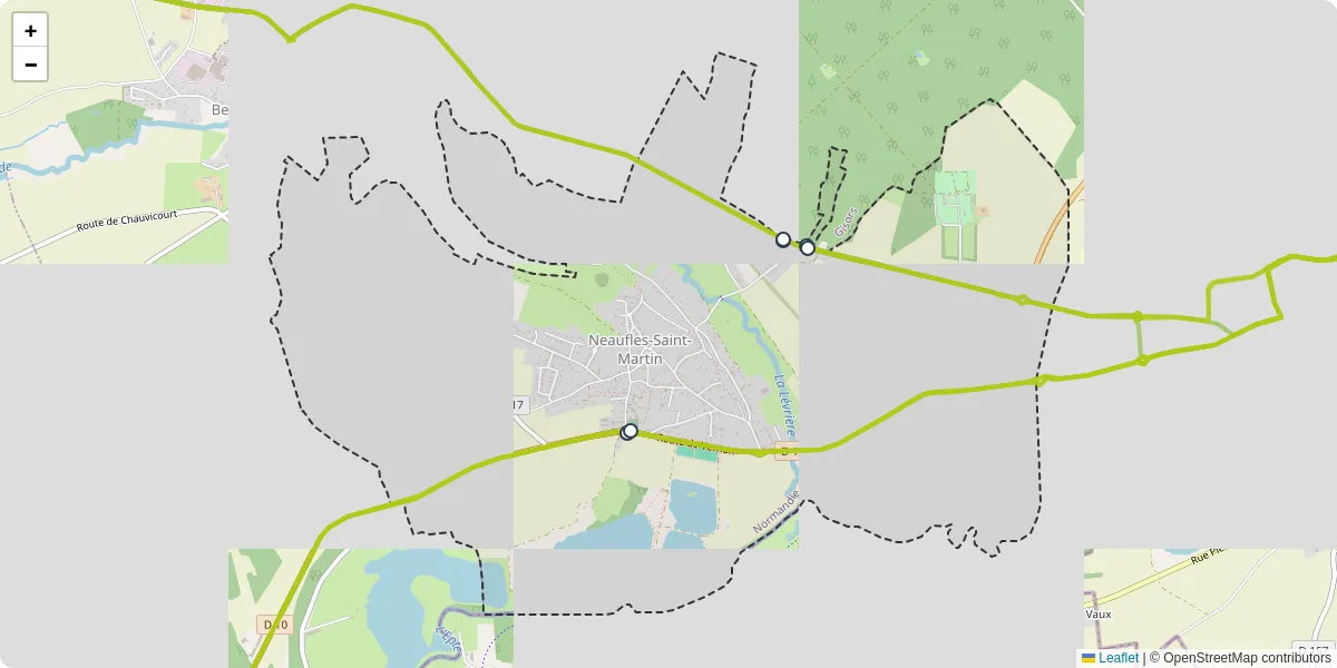 Carte du réseau de transport en commun à Neaufles-Saint-Martin - lignes de bus et arrêts