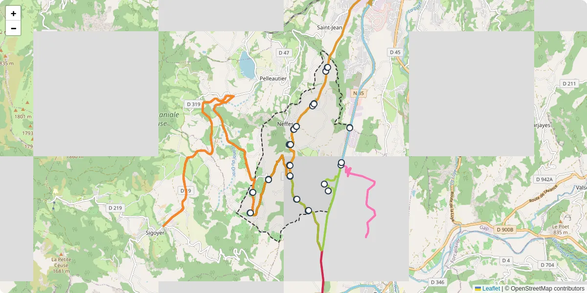 Carte du réseau de transport en commun à Neffes - lignes de bus et arrêts