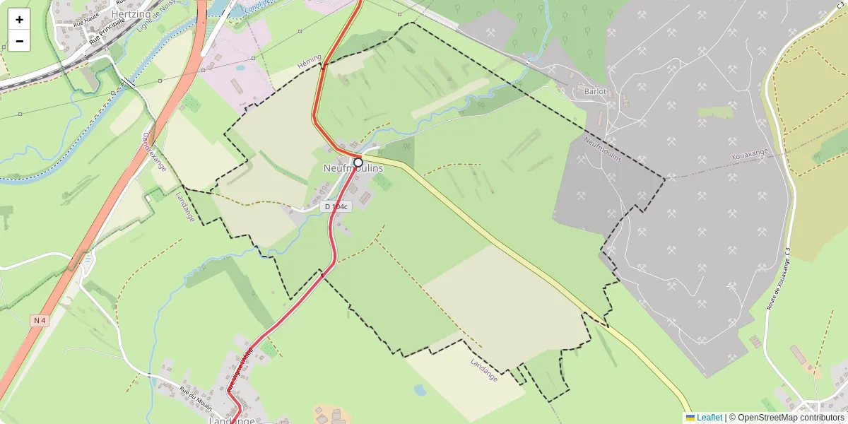 Carte du réseau de transport en commun à Neufmoulins - lignes de bus et arrêts