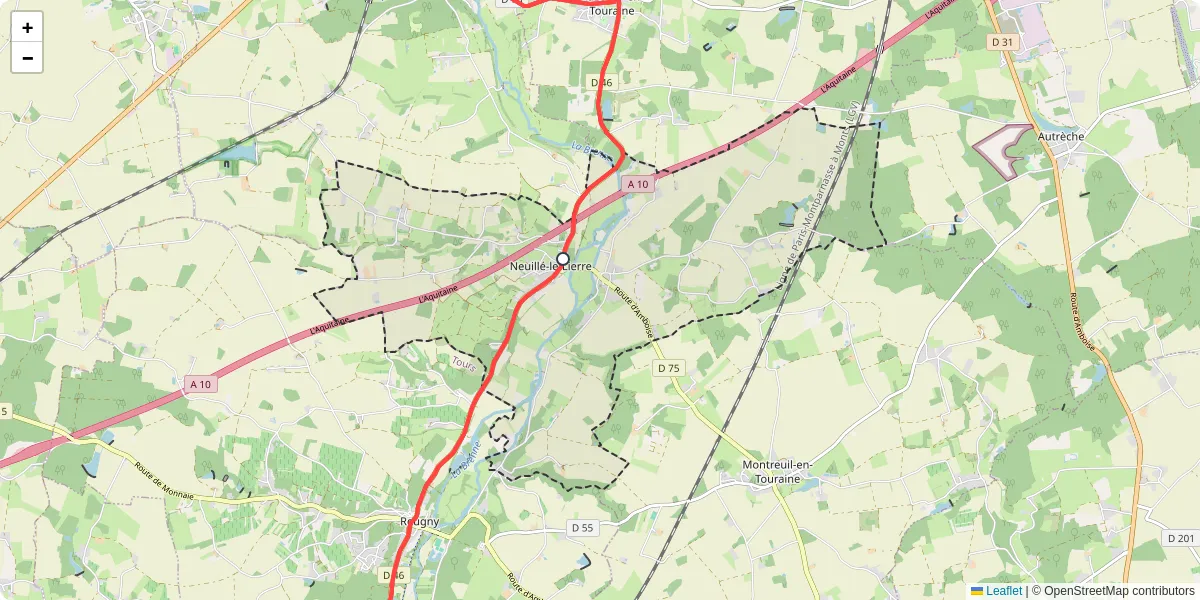 Carte du réseau de transport en commun à Neuillé-le-Lierre - lignes de bus et arrêts