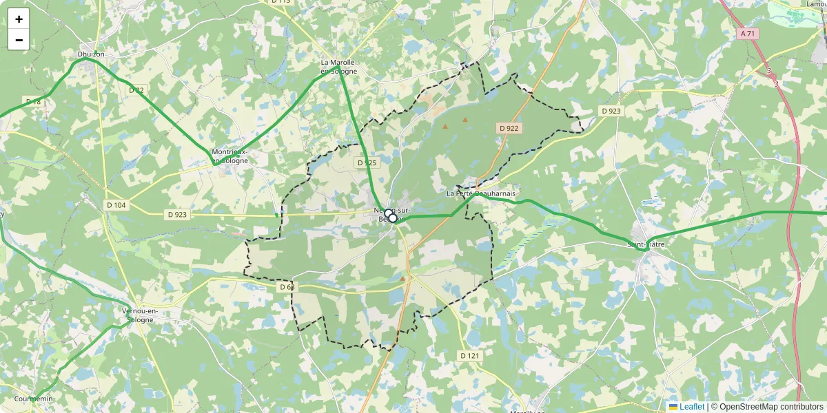 Carte du réseau de transport en commun à Neung-sur-Beuvron - lignes de bus et arrêts