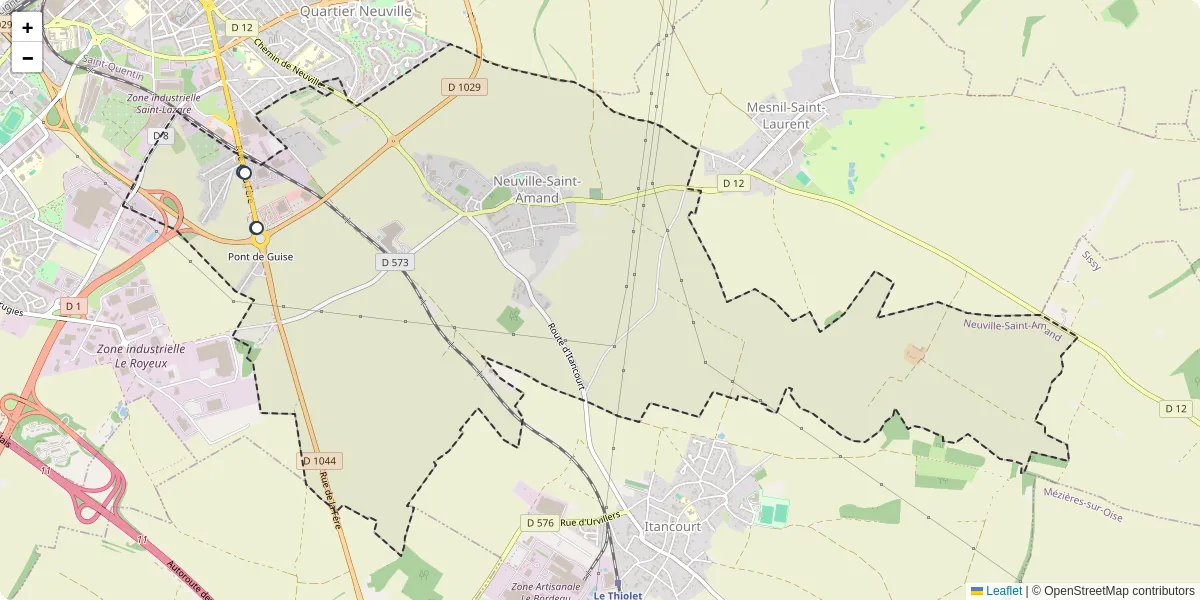 Carte du réseau de transport en commun à Neuville-Saint-Amand - lignes de bus et arrêts
