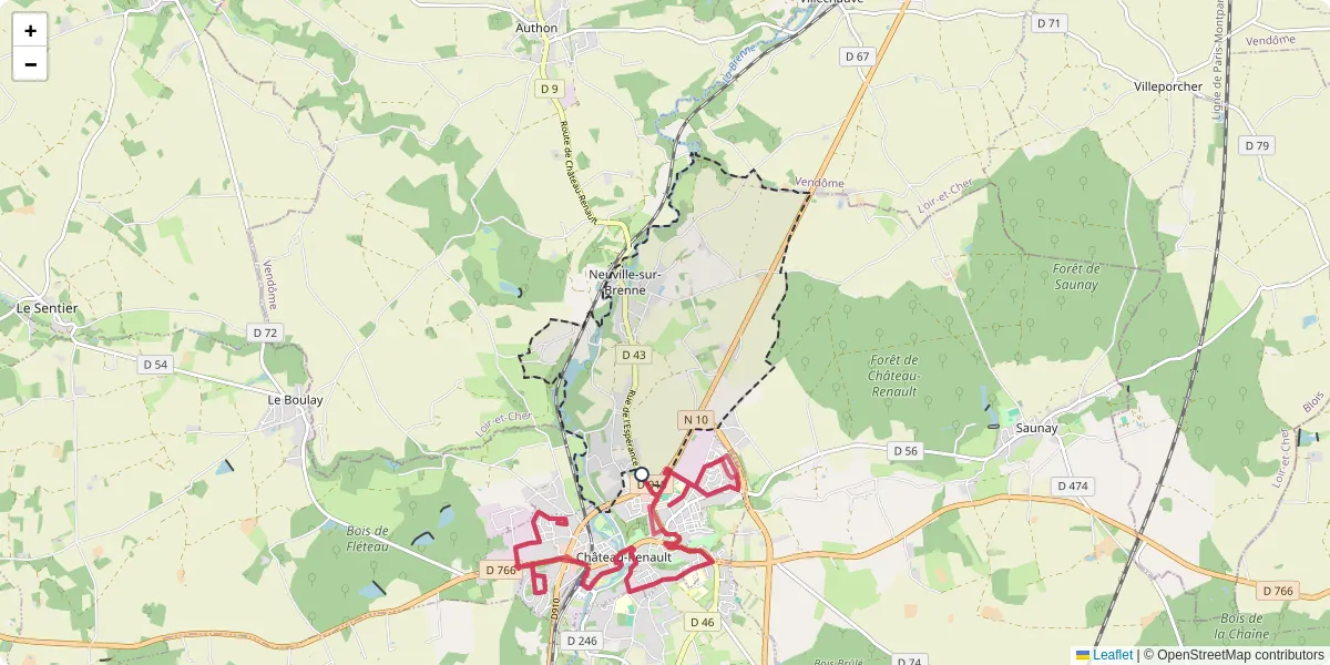 Carte du réseau de transport en commun à Neuville-sur-Brenne - lignes de bus et arrêts