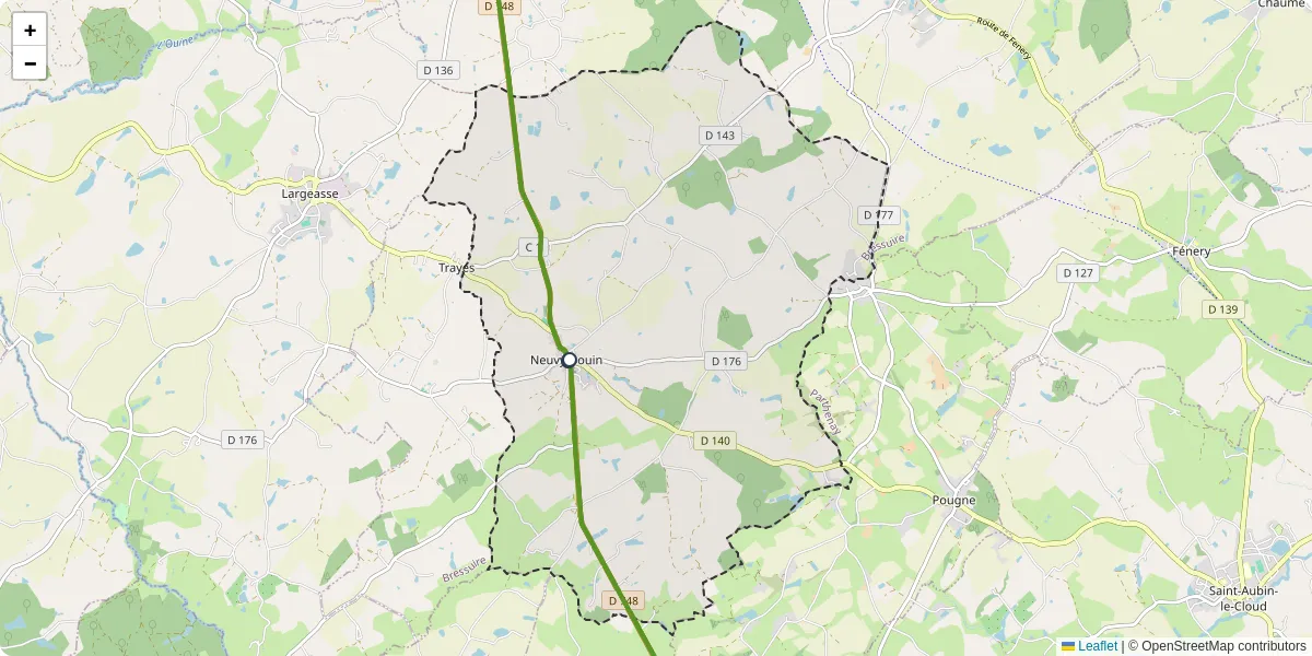 Carte du réseau de transport en commun à Neuvy-Bouin - lignes de bus et arrêts