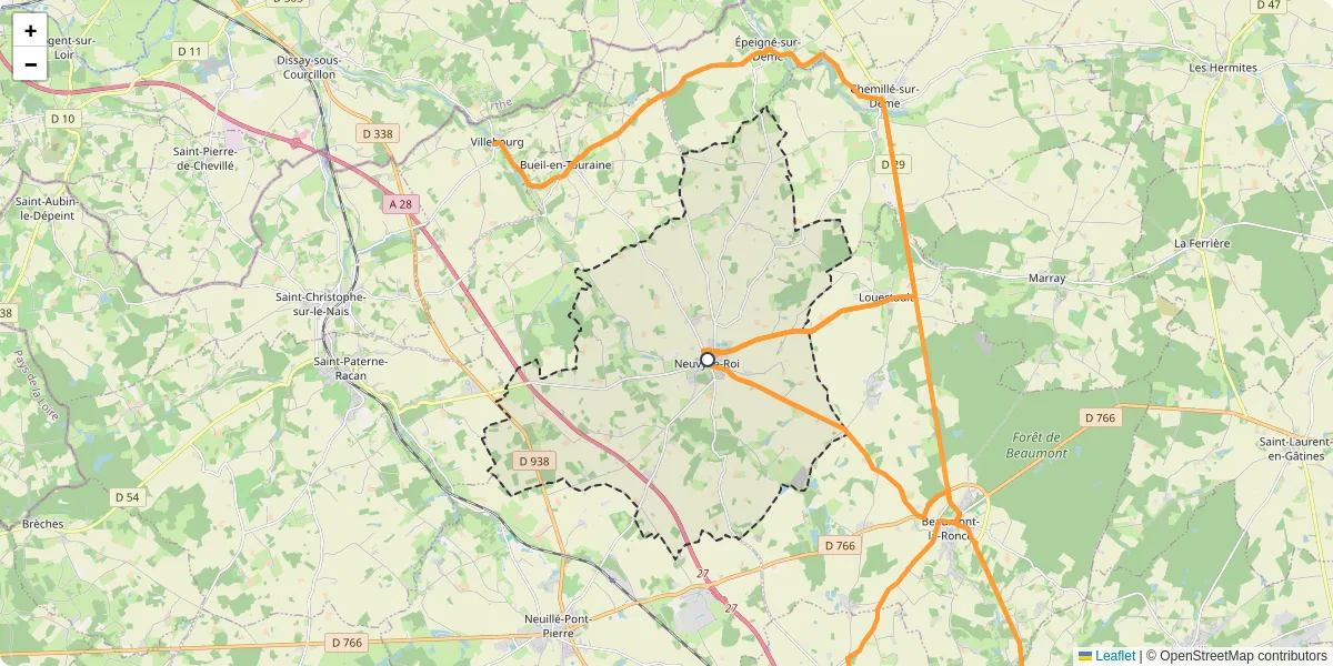 Carte du réseau de transport en commun à Neuvy-le-Roi - lignes de bus et arrêts
