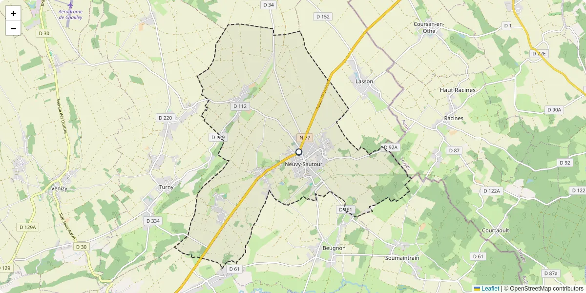 Carte du réseau de transport en commun à Neuvy-Sautour - lignes de bus et arrêts