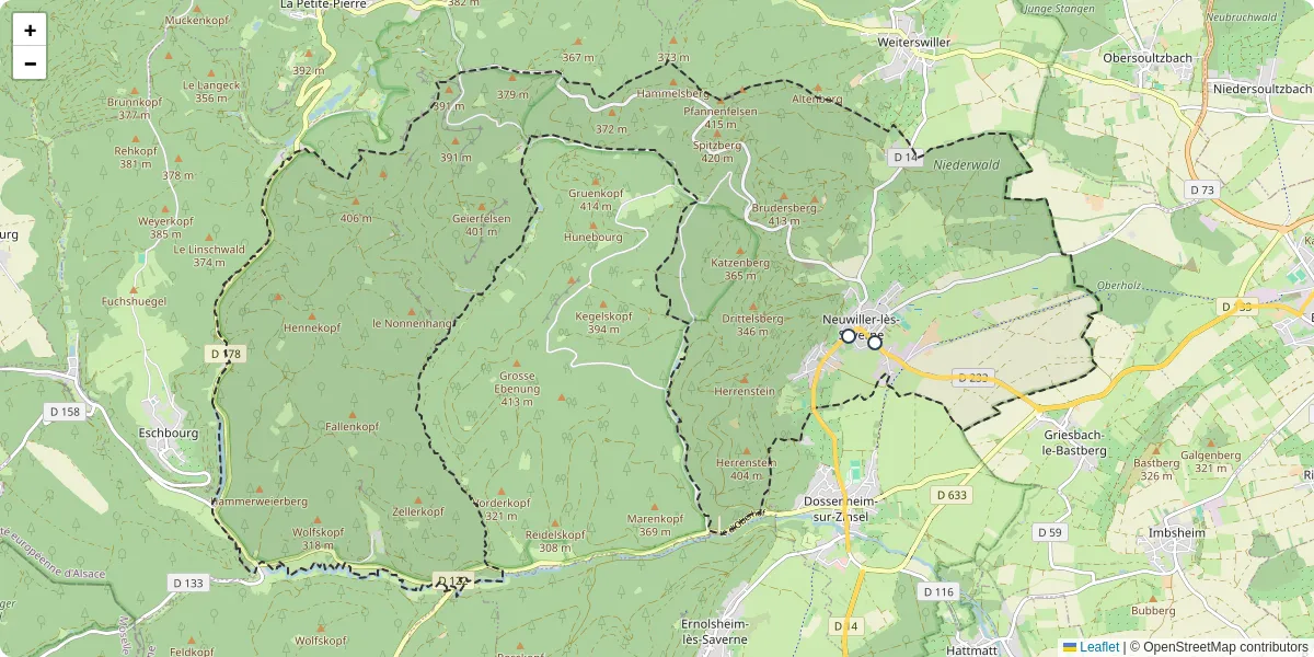 Carte du réseau de transport en commun à Neuwiller-lès-Saverne - lignes de bus et arrêts