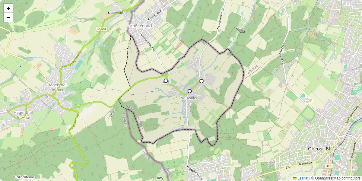 Carte du réseau de transport en commun à Neuwiller - lignes de bus et arrêts