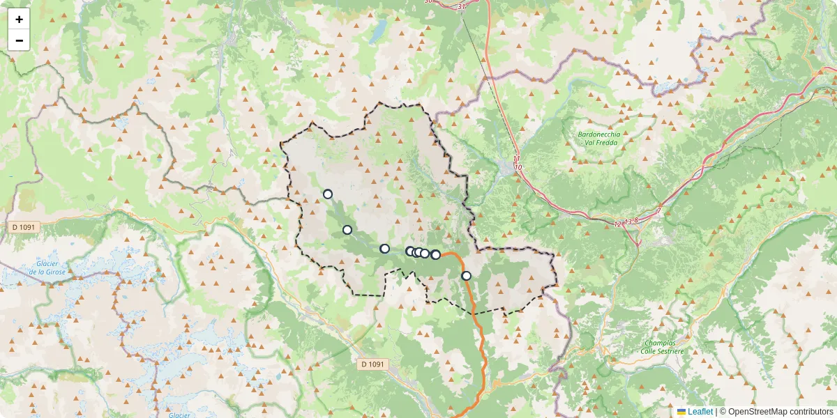 Carte du réseau de transport en commun à Névache - lignes de bus et arrêts
